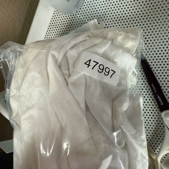 Sigrid Olsen Shirt Women L Large White Button Up Linen Collared Long Sleeve - Picture 7 of 7